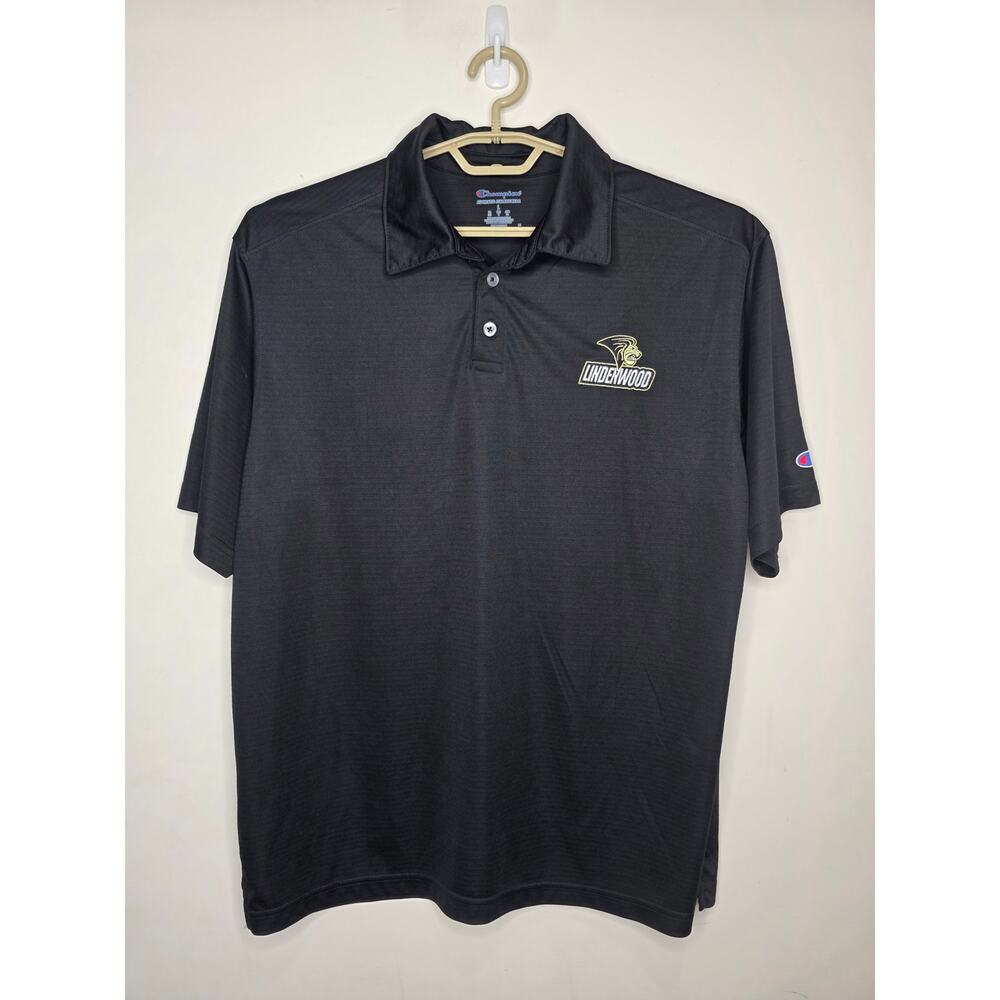 Champion Lindenwood Lions black short sleeve polo shirt - large